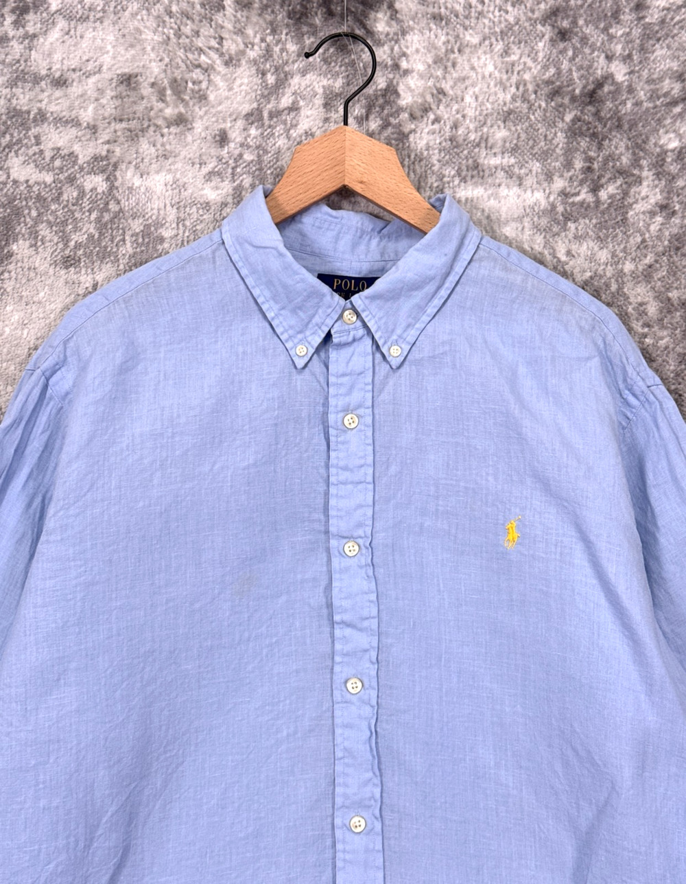Polo Ralph Lauren Classic Fit 100% Linen Shirt XXL Mens Light Blue Long Sleeve